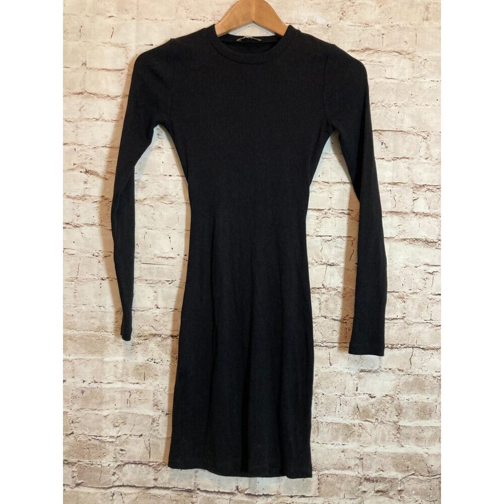 Bordeaux Dress Womens‎ XS Black Bodycon Cutout Open Back Ribbed Stretch Cotton
